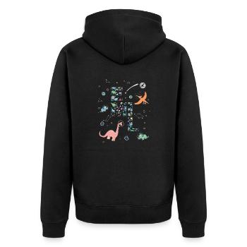EMIL - Beautiful boy name with dinosaur - Unisex Premium Organic Zip Hoodie - black - Back - Nico (187cm)