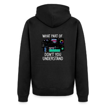 Welcher Teil von Don't You Understand Funny Video ist - Unisex Premium Bio Zip Hoodie - Schwarz - Hinten - Nico (187cm)