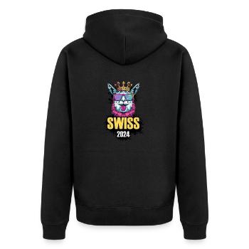 Switzerland 2024 Alpaca Party Holiday Swiss - Unisex Premium Organic Zip Hoodie - black - Back - Nico (187cm)
