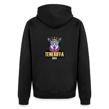 Teneriffa 2024 Alpaka Party Urlaub - Unisex Premium Bio Zip Hoodie - Schwarz - Hinten - Nico (187cm)