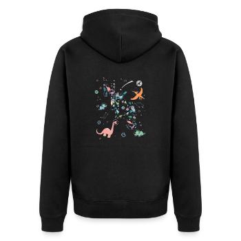 NIKLAS - Beautiful boy name with dinosaur - Unisex Premium Organic Zip Hoodie - black - Back - Nico (187cm)