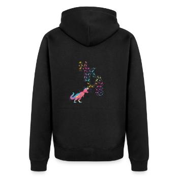 NIKLAS - Schöner Jungen Name mit Dinosaurier - Unisex Premium Bio Zip Hoodie - Schwarz - Hinten - Nico (187cm)