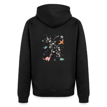 NIKLAS - Beautiful boy name with dinosaur - Unisex Premium Organic Zip Hoodie - black - Back - Nico (187cm)