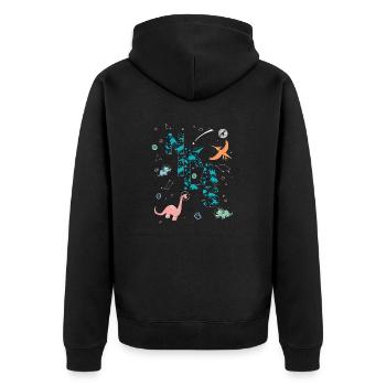 NIKLAS - Beautiful boy name with dinosaur - Unisex Premium Organic Zip Hoodie - black - Back - Nico (187cm)
