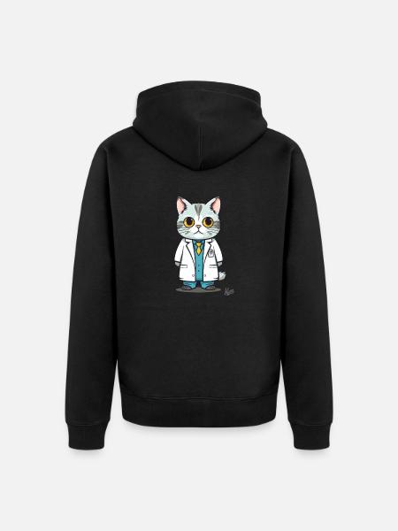 The cute, funny and clueless cat doctor - Unisex Premium Organic Zip Hoodie - black