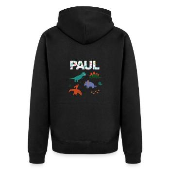 PAUL - Beautiful boy name with dinosaur - Unisex Premium Organic Zip Hoodie - black - Back - Nico (187cm)