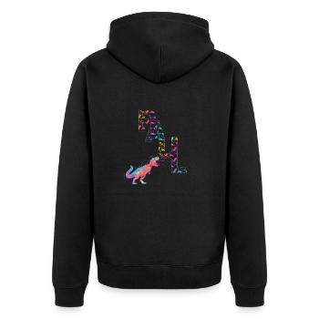 PAUL - Beautiful boy name with dinosaur - Unisex Premium Organic Zip Hoodie - black - Back - Nico (187cm)