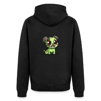 Hund Zombie Halloween Lustig - Unisex Premium Bio Zip Hoodie - Schwarz - Hinten - Nico (187cm)