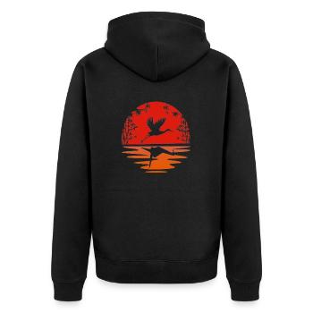 Grue Mignon Amoureux Origami Animal Nature Oiseau - Veste à capuche bio Premium Unisexe - noir - Dos - Nico (187cm)