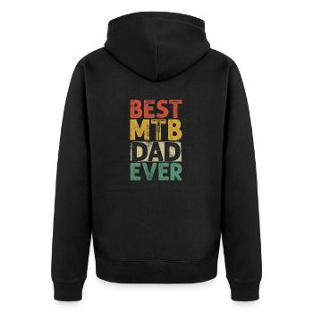 Best MTB Dad Ever Funny MTB Mountain Biker Dad - Unisex Premium Organic Zip Hoodie - black - Back - Nico (187cm)