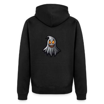 Geist Halloween Comic - Unisex Premium Bio Zip Hoodie - Schwarz - Hinten - Nico (187cm)
