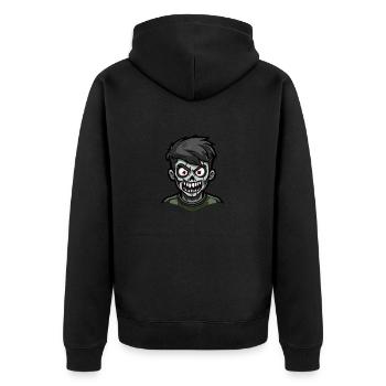 Zombie Halloween Gruselig - Unisex Premium Bio Zip Hoodie - Schwarz - Hinten - Nico (187cm)