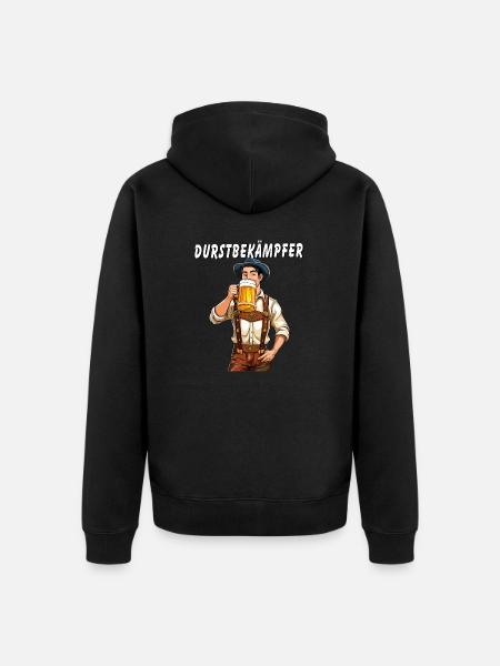 MANN Bier DURSTBEKÄMPFER - Unisex Premium Bio Zip Hoodie - Schwarz
