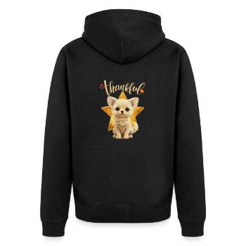 Dankbarer Welpe mit Sternenaugen Thankful - Unisex Premium Bio Zip Hoodie - Schwarz - Hinten - Nico (187cm)