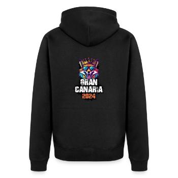 Gran Canaria 2024 Urlaub Fuchs - Unisex Premium Bio Zip Hoodie - Schwarz - Hinten - Nico (187cm)