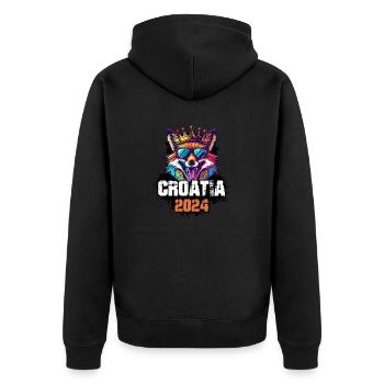 Croatia 2024 Urlaub Fuchs - Unisex Premium Bio Zip Hoodie - Schwarz - Hinten - Nico (187cm)