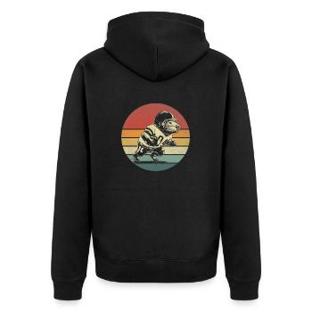 Retro Capybara Playing Football Vintage Capybara - Unisex Premium Organic Zip Hoodie - black - Back - Nico (187cm)