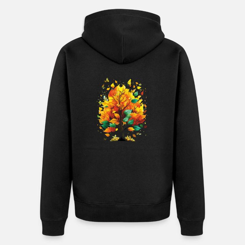 HERBSTBAUM - Unisex Premium Bio Zip Hoodie - Schwarz