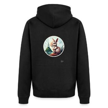 Le lièvre au phare - Veste à capuche bio Premium Unisexe - noir - Dos - Nico (187cm)