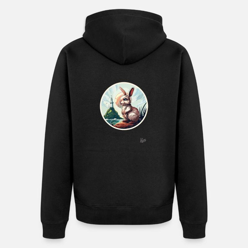 Le lièvre au phare - Veste à capuche bio Premium Unisexe - noir