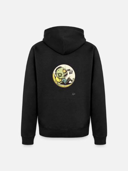 Ugly sleeping funny zombie - Unisex Premium Organic Zip Hoodie - black