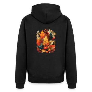 AUTUMN LEAVES - Unisex Premium Organic Zip Hoodie - black - Back - Nico (187cm)