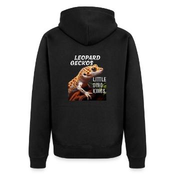 LEOPARD GECKOS LITTLE DINO KINGS - Unisex Premium Bio Zip Hoodie - Schwarz - Hinten - Nico (187cm)