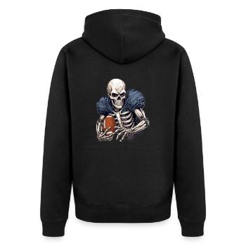 American Football Skeleton Football Halloween - Unisex Premium Bio Zip Hoodie - Schwarz - Hinten - Nico (187cm)