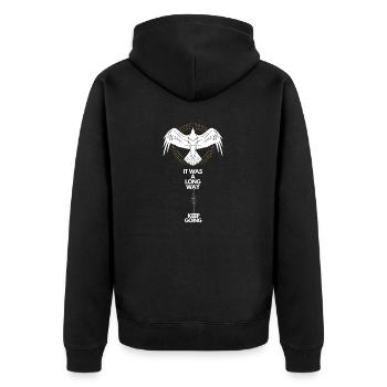 Keep going Nordisches Motivations Design - Unisex Premium Bio Zip Hoodie - Schwarz - Hinten - Nico (187cm)
