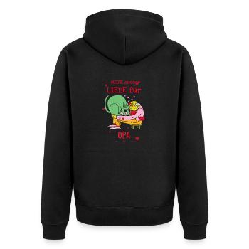 Meine Ganze Liebe Für Opa - Unisex Premium Bio Zip Hoodie - Schwarz - Hinten - Nico (187cm)