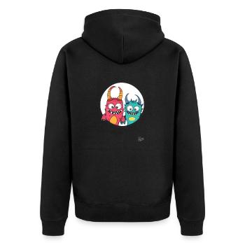 Lustige Monster-Freunde - Unisex Premium Bio Zip Hoodie - Schwarz - Hinten - Nico (187cm)