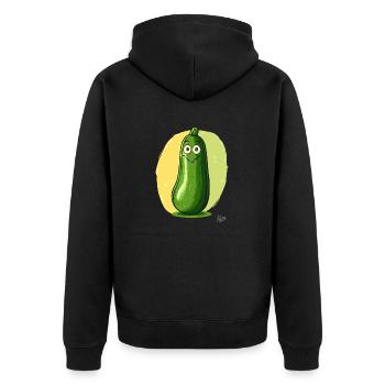 Lustige, fehl am Platz wirkende Zucchini - Unisex Premium Bio Zip Hoodie - Schwarz - Hinten - Nico (187cm)