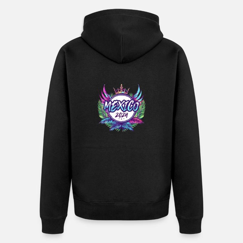 Mexiko 2024 Bunt - Unisex Premium Bio Zip Hoodie - Schwarz