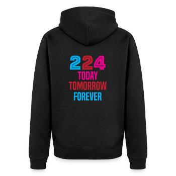 224 Today, Tomorrow, Forever - Unisex Premium Organic Zip Hoodie - black - Back - Nico (187cm)