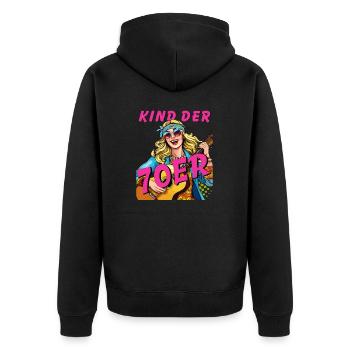 FRAU KIND DER 70er - Unisex Premium Bio Zip Hoodie - Schwarz - Hinten - Nico (187cm)