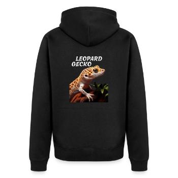 LEOPARD GECKO - Unisex Premium Bio Zip Hoodie - Schwarz - Hinten - Nico (187cm)