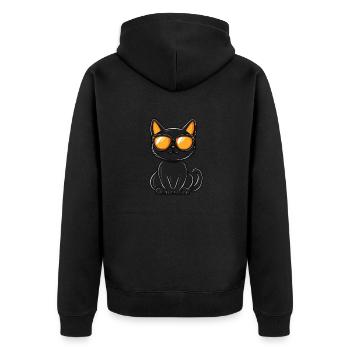 Katze Halloween Kater Cool - Unisex Premium Bio Zip Hoodie - Schwarz - Hinten - Nico (187cm)