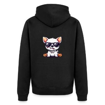 Hund Halloween Zombie Cool - Unisex Premium Bio Zip Hoodie - Schwarz - Hinten - Nico (187cm)