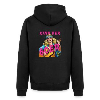 FRAU KIND DER 60er - Unisex Premium Bio Zip Hoodie - Schwarz - Hinten - Nico (187cm)