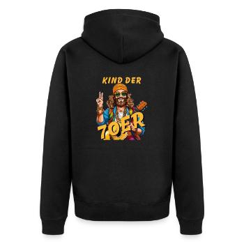 MAN CHILD OF THE 70S - Unisex Premium Organic Zip Hoodie - black - Back - Nico (187cm)