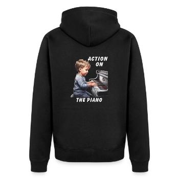 ACTION ON THE PIANO - Unisex Premium Organic Zip Hoodie - black - Back - Nico (187cm)