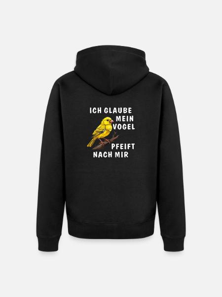 JE PENSE QUE MON OISEAU SIFFLE POUR MOI - Veste à capuche bio Premium Unisexe - noir