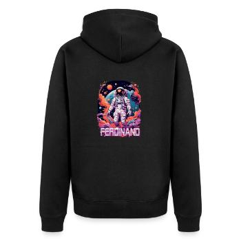 FERDINAND - Schöner Jungen Name mit Astronaut - Unisex Premium Bio Zip Hoodie - Schwarz - Hinten - Nico (187cm)