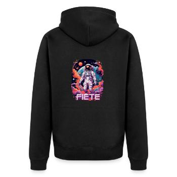 FIETE - Beau prénom de garçon avec astronaute cool - Veste à capuche bio Premium Unisexe - noir - Dos - Nico (187cm)