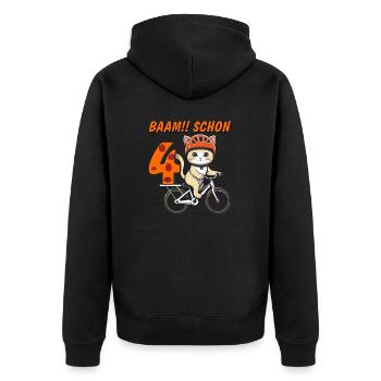 VÉLO CHAT BAAM !! DÉJÀ QUATRE - Veste à capuche bio Premium Unisexe - noir - Dos - Nico (187cm)