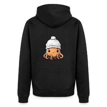 Octopus Winter Octopus Comic Cute - Unisex Premium Organic Zip Hoodie - black - Back - Nico (187cm)