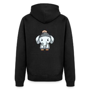Elefant Winter Comic Niedlich - Unisex Premium Bio Zip Hoodie - Schwarz - Hinten - Nico (187cm)