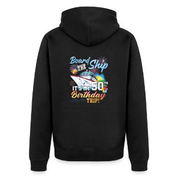 Celebrating 50th Birthday with a Cruise Adventure - Unisex Premium Organic Zip Hoodie - black - Back - Nico (187cm)