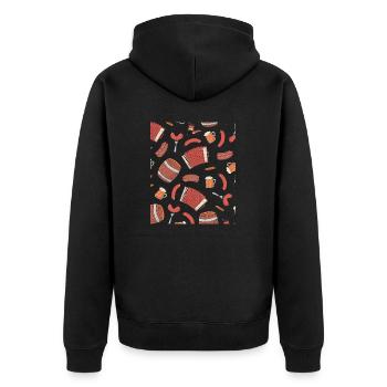 Wurst Bierzelt Outfit Kostüm Biergarten Würstchen - Unisex Premium Bio Zip Hoodie - Schwarz - Hinten - Nico (187cm)