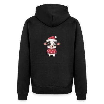 Kuh Weihnachten - Unisex Premium Bio Zip Hoodie - Schwarz - Hinten - Nico (187cm)